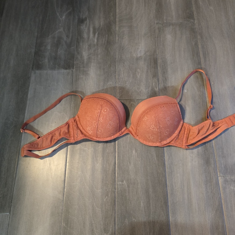 Victoria's Secret Very Sexy Push-Up Bra Terracotta Orange Lace Mesh 34B